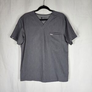 Figs Technical Collection Top sz Med Womens Gray Medical Scrubs V Neck